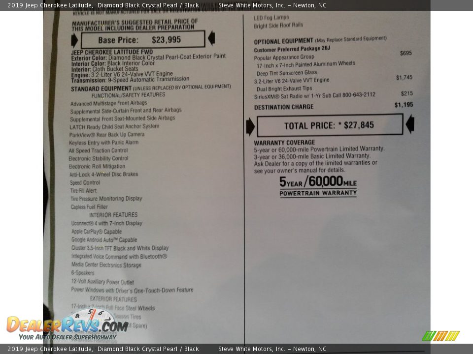 2019 Jeep Cherokee Latitude Diamond Black Crystal Pearl / Black Photo #30