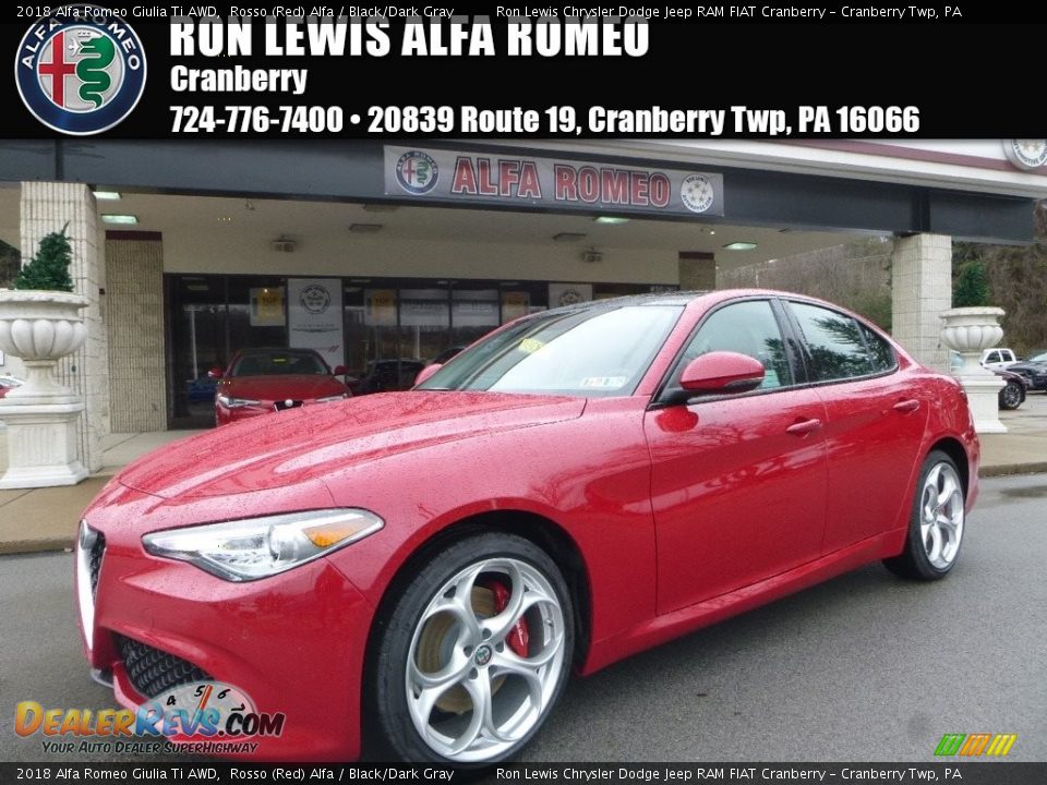 2018 Alfa Romeo Giulia Ti AWD Rosso (Red) Alfa / Black/Dark Gray Photo #1