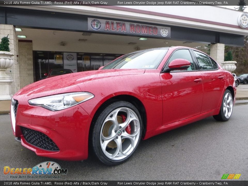 2018 Alfa Romeo Giulia Ti AWD Rosso (Red) Alfa / Black/Dark Gray Photo #2
