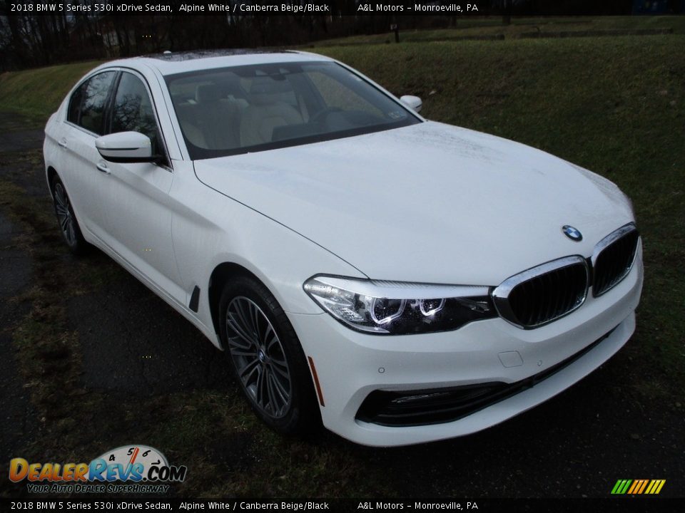 2018 BMW 5 Series 530i xDrive Sedan Alpine White / Canberra Beige/Black Photo #12