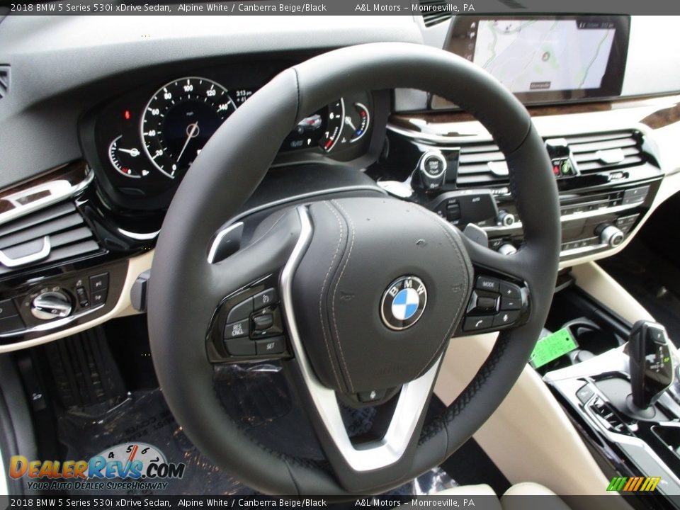 2018 BMW 5 Series 530i xDrive Sedan Alpine White / Canberra Beige/Black Photo #15