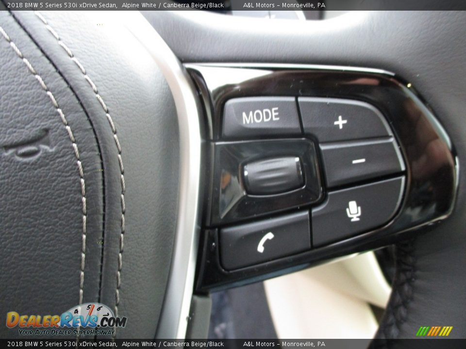 2018 BMW 5 Series 530i xDrive Sedan Alpine White / Canberra Beige/Black Photo #18