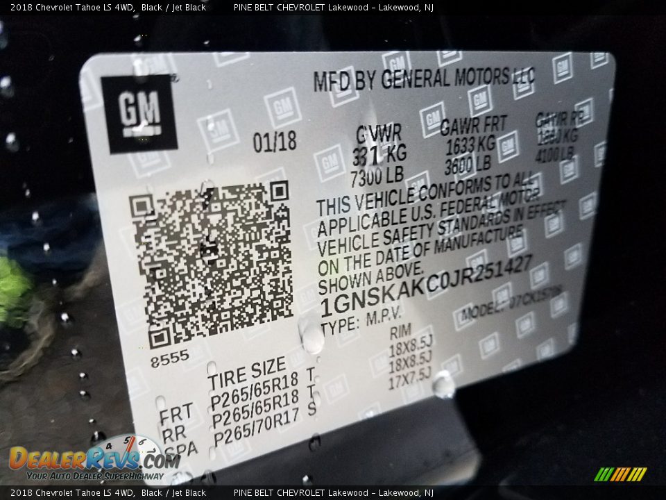 2018 Chevrolet Tahoe LS 4WD Black / Jet Black Photo #9