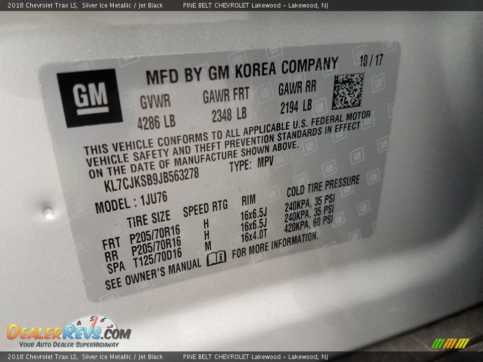 2018 Chevrolet Trax LS Silver Ice Metallic / Jet Black Photo #9
