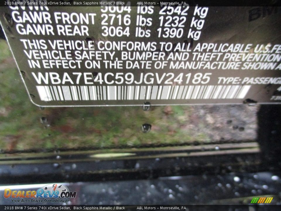 2018 BMW 7 Series 740i xDrive Sedan Black Sapphire Metallic / Black Photo #19