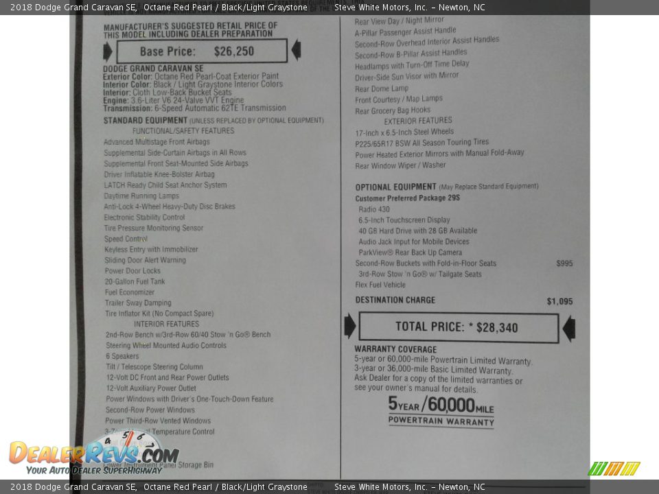 2018 Dodge Grand Caravan SE Octane Red Pearl / Black/Light Graystone Photo #30