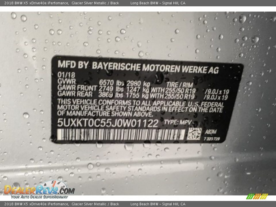 2018 BMW X5 xDrive40e iPerfomance Glacier Silver Metallic / Black Photo #11