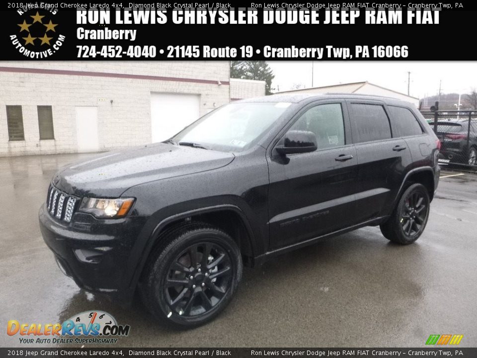 2018 Jeep Grand Cherokee Laredo 4x4 Diamond Black Crystal Pearl / Black Photo #1