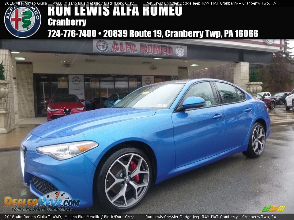2018 Alfa Romeo Giulia Ti AWD Misano Blue Metallic / Black/Dark Gray Photo #1