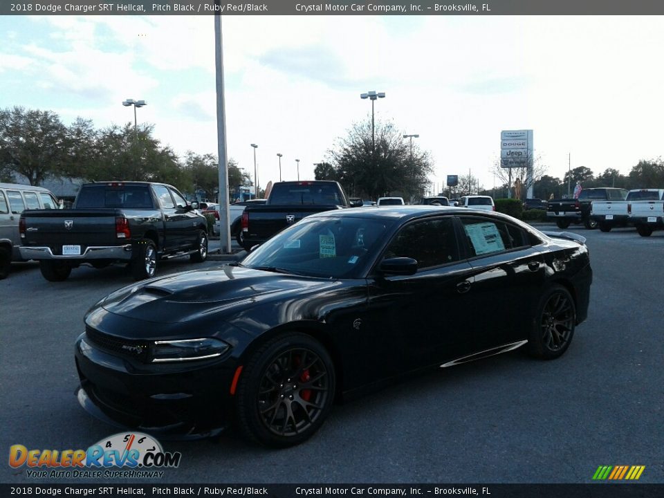 2018 Dodge Charger SRT Hellcat Pitch Black / Ruby Red/Black Photo #1