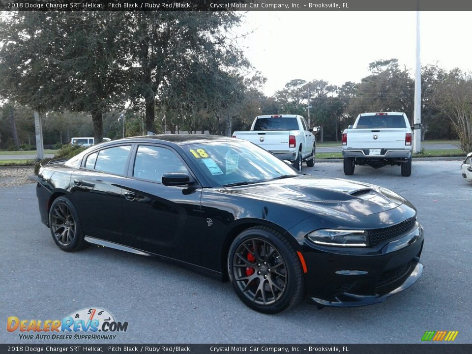 2018 Dodge Charger SRT Hellcat Pitch Black / Ruby Red/Black Photo #7