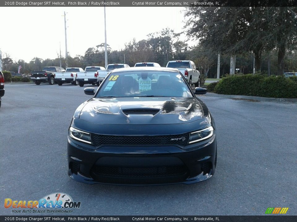 2018 Dodge Charger SRT Hellcat Pitch Black / Ruby Red/Black Photo #8