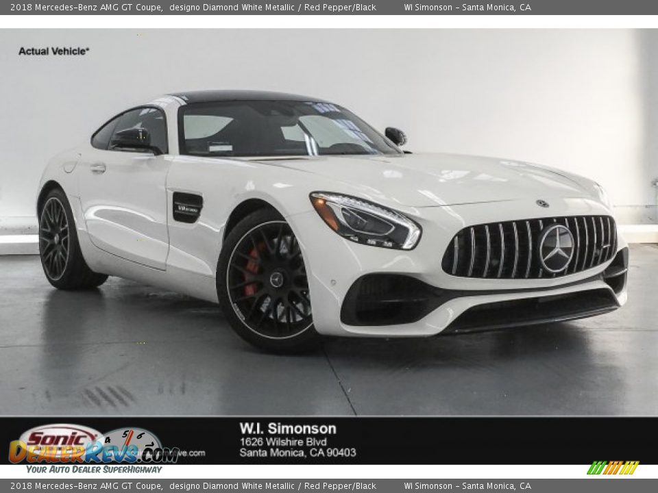 2018 Mercedes-Benz AMG GT Coupe designo Diamond White Metallic / Red Pepper/Black Photo #1