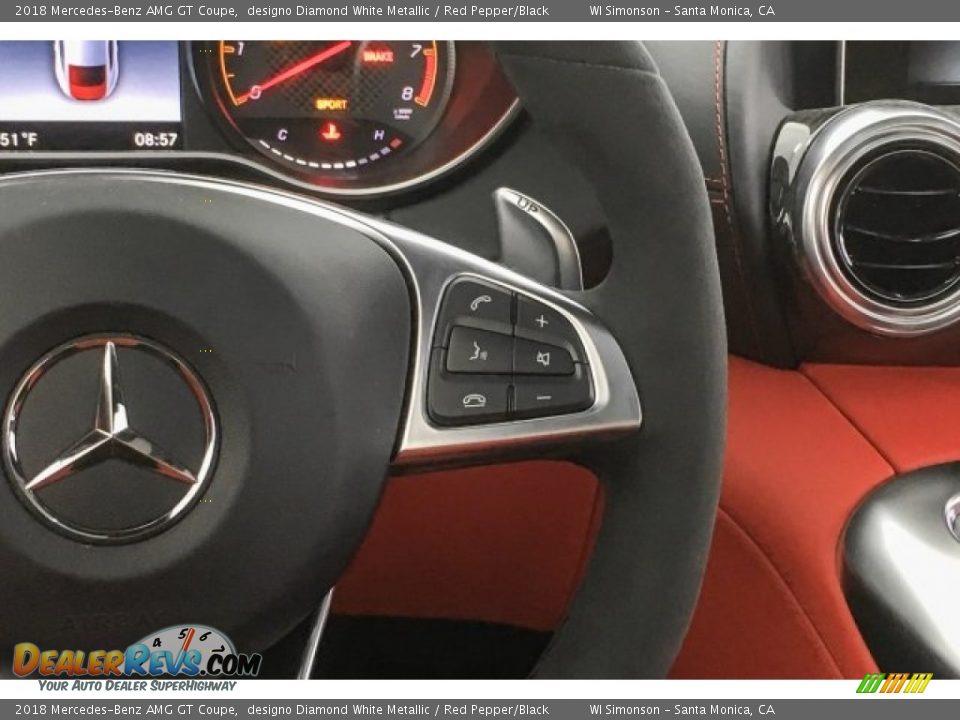 2018 Mercedes-Benz AMG GT Coupe designo Diamond White Metallic / Red Pepper/Black Photo #18
