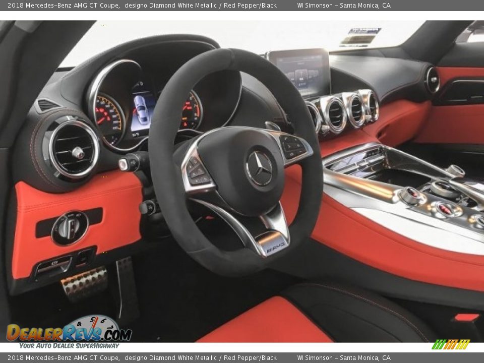 2018 Mercedes-Benz AMG GT Coupe designo Diamond White Metallic / Red Pepper/Black Photo #19