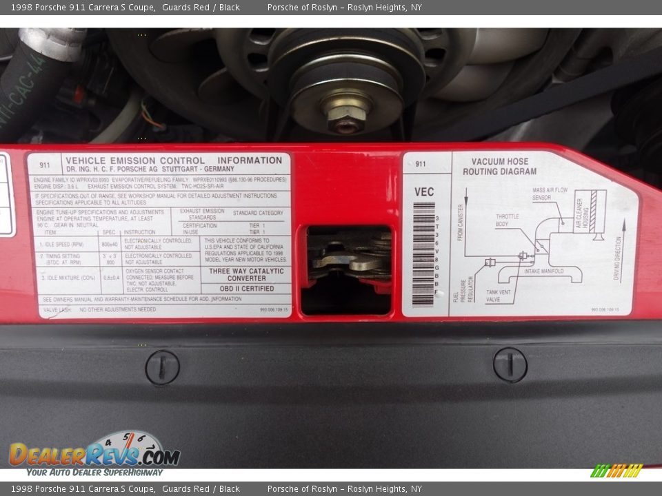 Info Tag of 1998 Porsche 911 Carrera S Coupe Photo #21