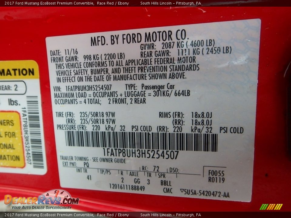 2017 Ford Mustang EcoBoost Premium Convertible Race Red / Ebony Photo #23