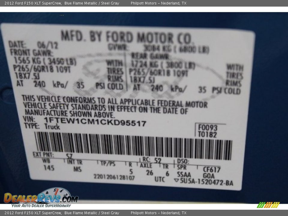 2012 Ford F150 XLT SuperCrew Blue Flame Metallic / Steel Gray Photo #33