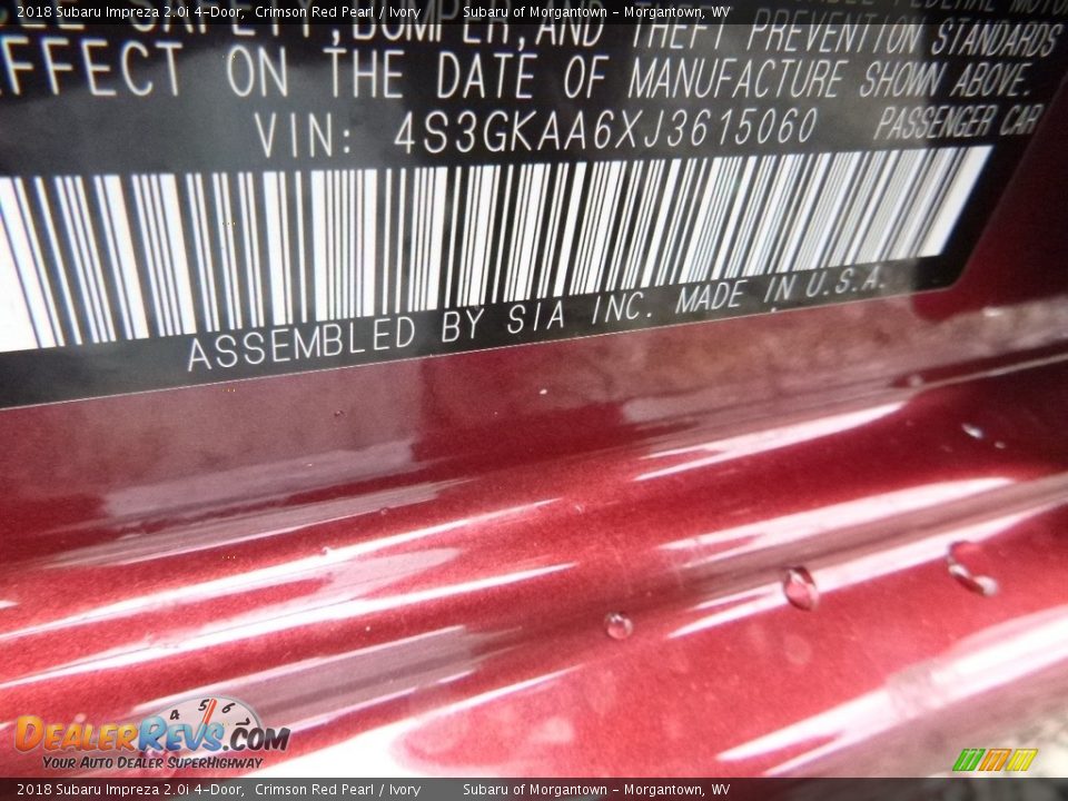 2018 Subaru Impreza 2.0i 4-Door Crimson Red Pearl / Ivory Photo #16