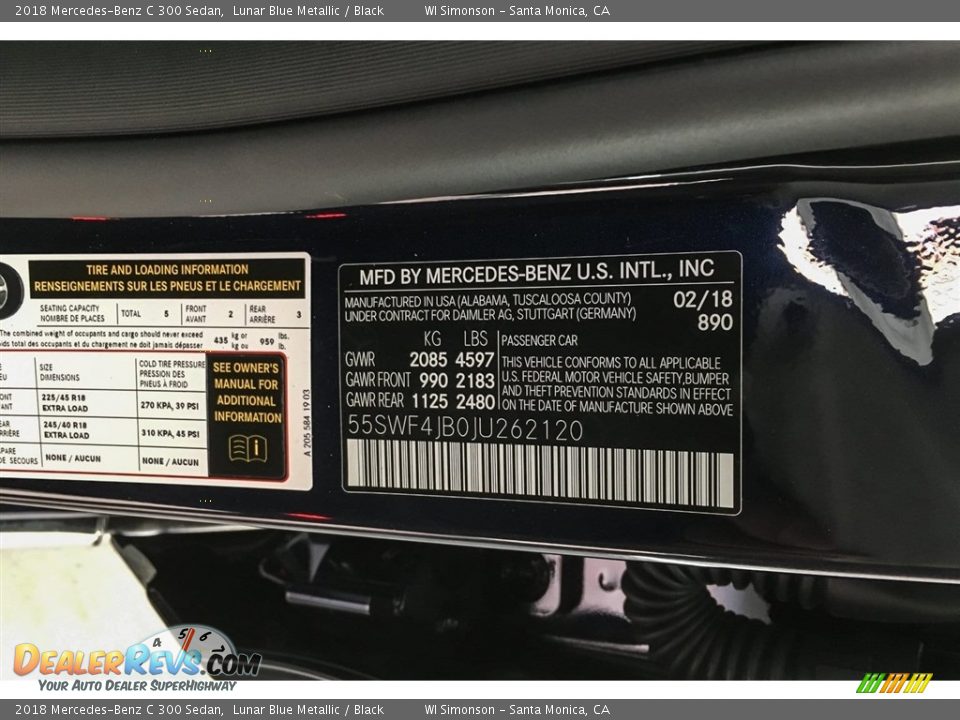 2018 Mercedes-Benz C 300 Sedan Lunar Blue Metallic / Black Photo #10
