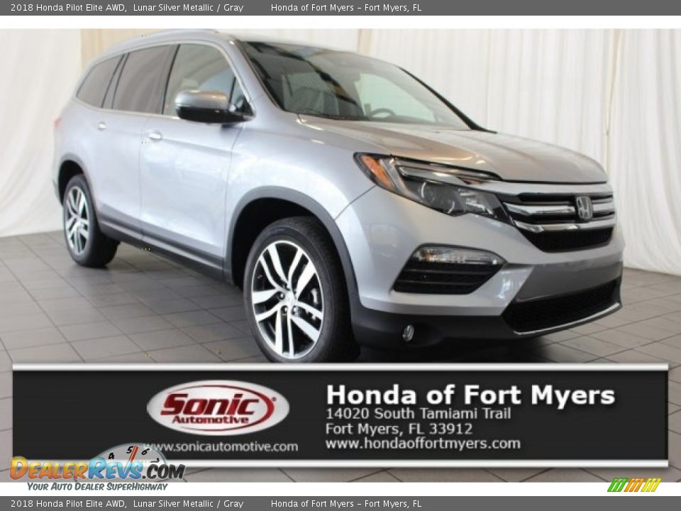 2018 Honda Pilot Elite AWD Lunar Silver Metallic / Gray Photo #1