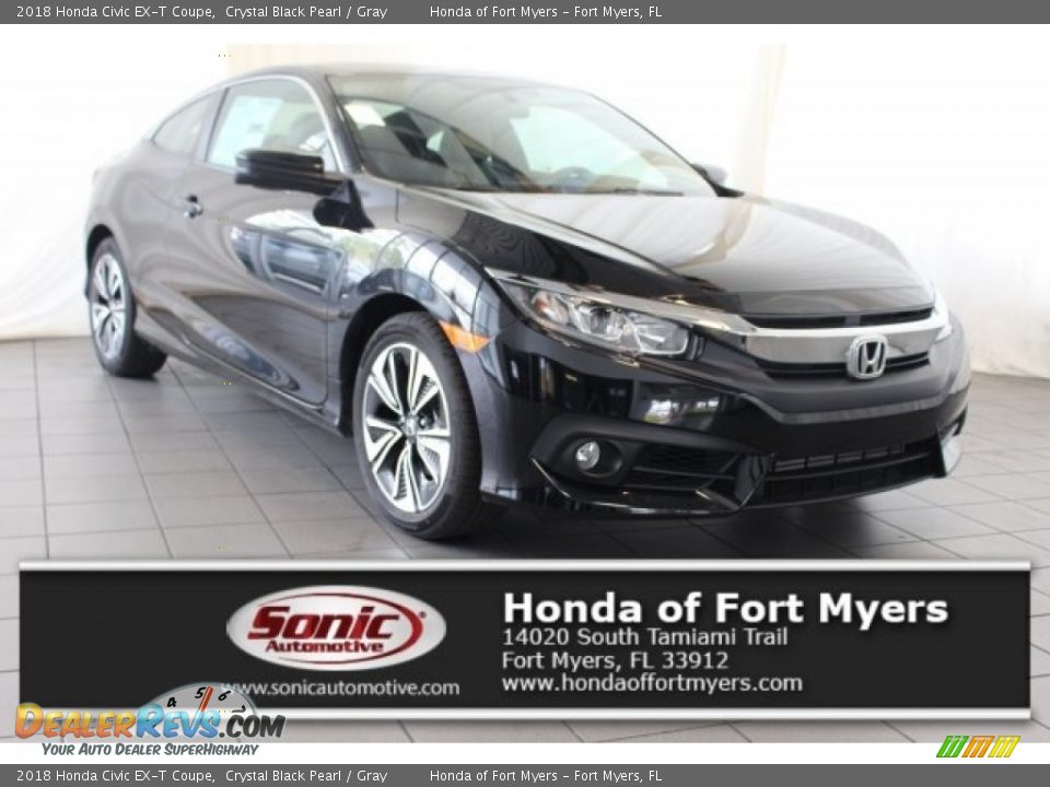 2018 Honda Civic EX-T Coupe Crystal Black Pearl / Gray Photo #1