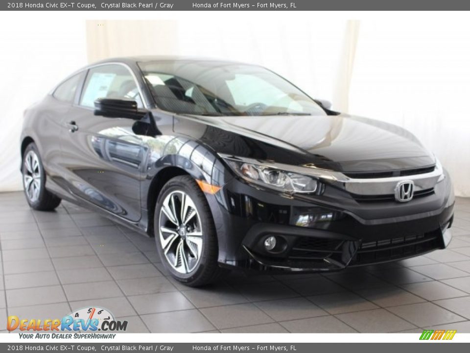 2018 Honda Civic EX-T Coupe Crystal Black Pearl / Gray Photo #2