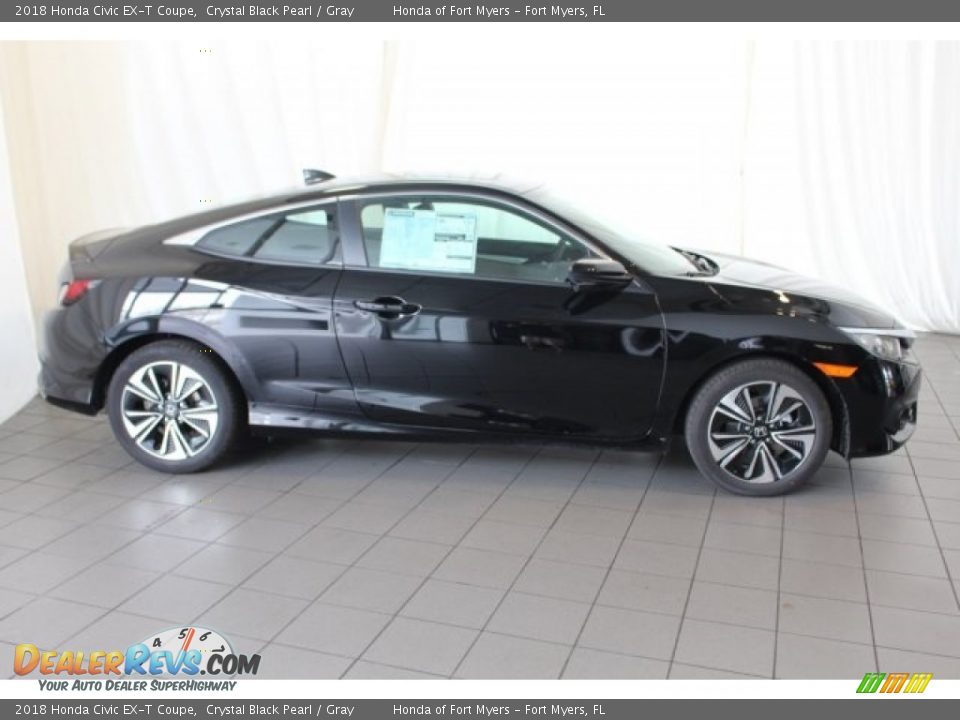 2018 Honda Civic EX-T Coupe Crystal Black Pearl / Gray Photo #3