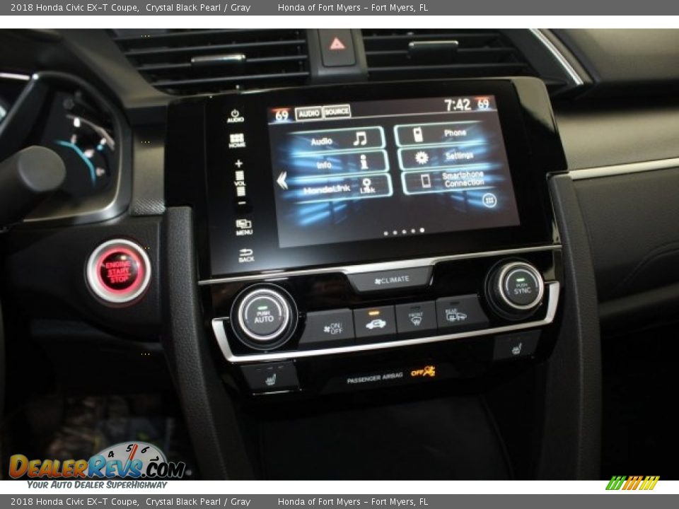 2018 Honda Civic EX-T Coupe Crystal Black Pearl / Gray Photo #22