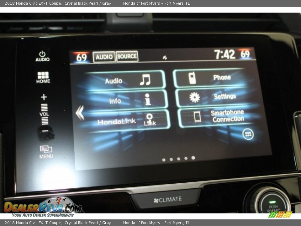 2018 Honda Civic EX-T Coupe Crystal Black Pearl / Gray Photo #23