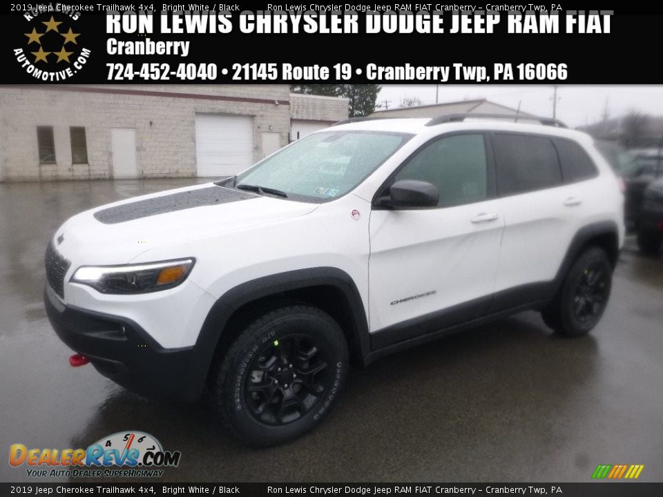 2019 Jeep Cherokee Trailhawk 4x4 Bright White / Black Photo #1