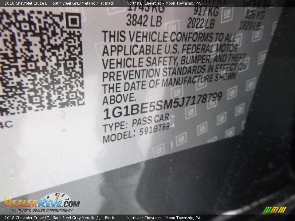 2018 Chevrolet Cruze LT Satin Steel Gray Metallic / Jet Black Photo #16