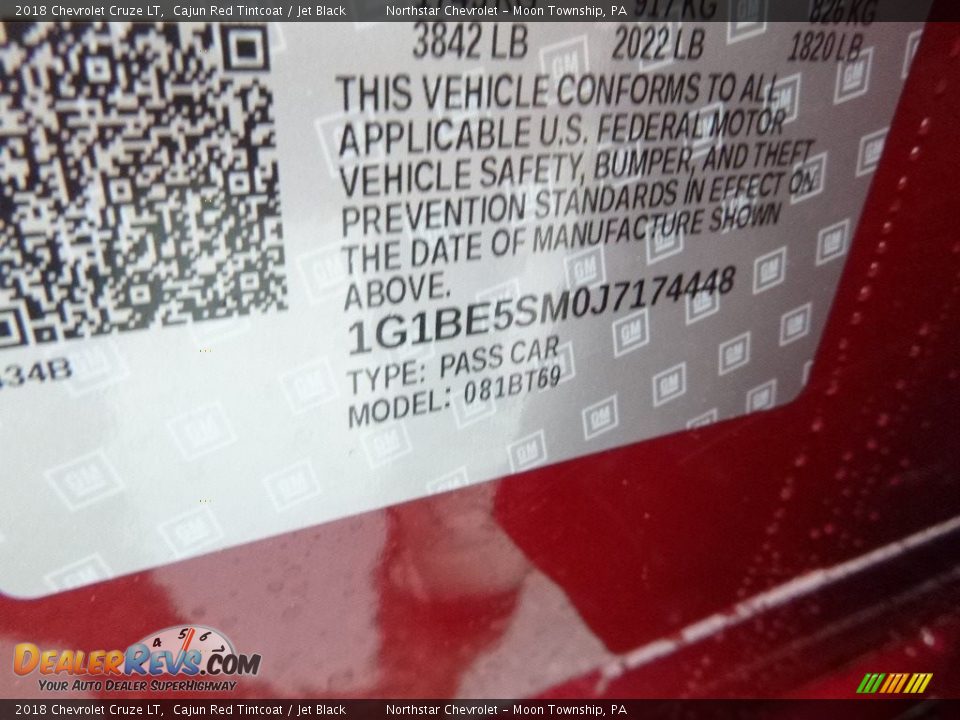 2018 Chevrolet Cruze LT Cajun Red Tintcoat / Jet Black Photo #17