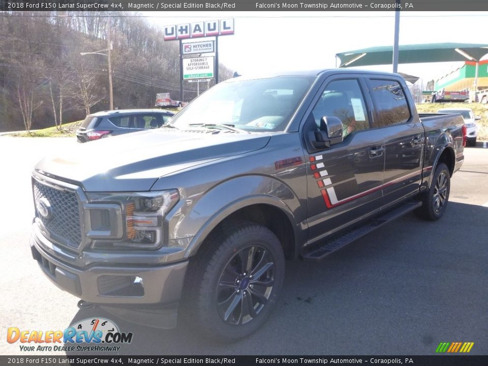 2018 Ford F150 Lariat SuperCrew 4x4 Magnetic / Special Edition Black/Red Photo #5
