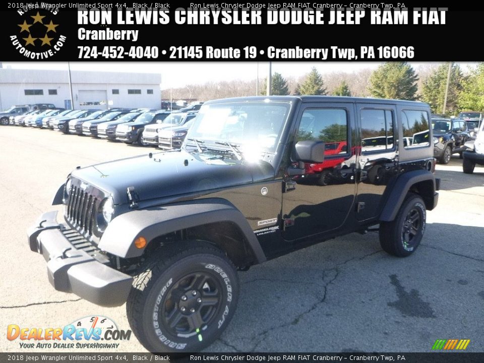 2018 Jeep Wrangler Unlimited Sport 4x4 Black / Black Photo #1