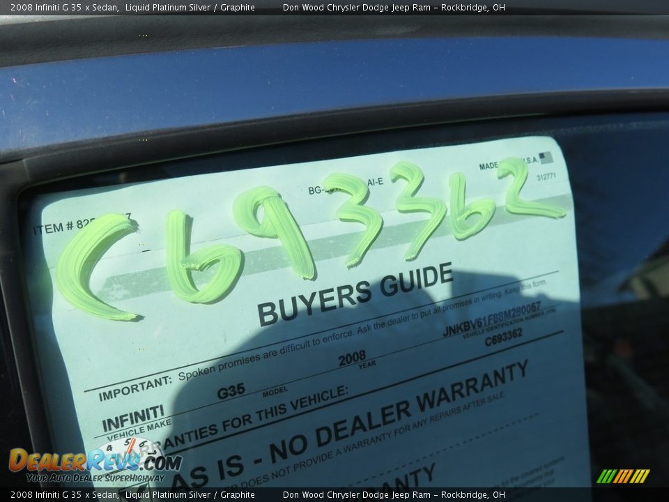 2008 Infiniti G 35 x Sedan Liquid Platinum Silver / Graphite Photo #12
