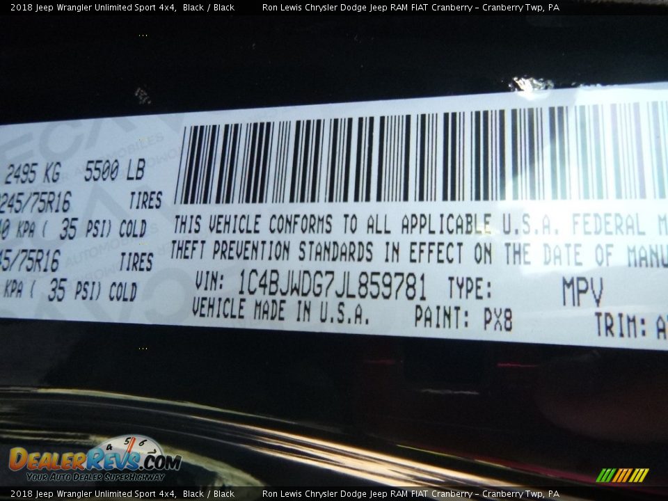 2018 Jeep Wrangler Unlimited Sport 4x4 Black / Black Photo #15