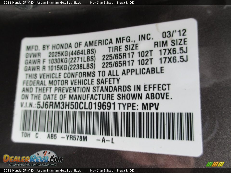 2012 Honda CR-V EX Urban Titanium Metallic / Black Photo #30