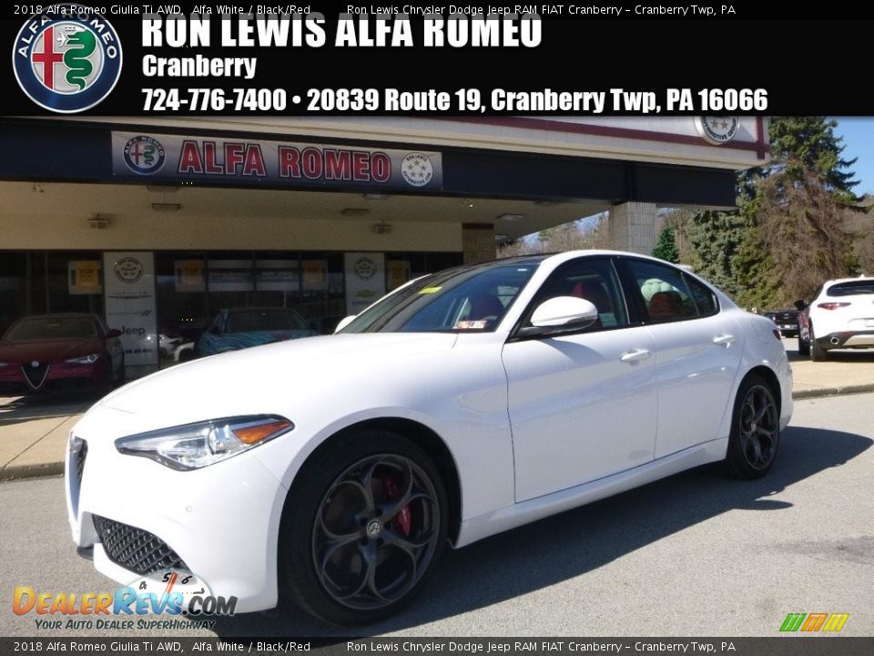 2018 Alfa Romeo Giulia Ti AWD Alfa White / Black/Red Photo #1