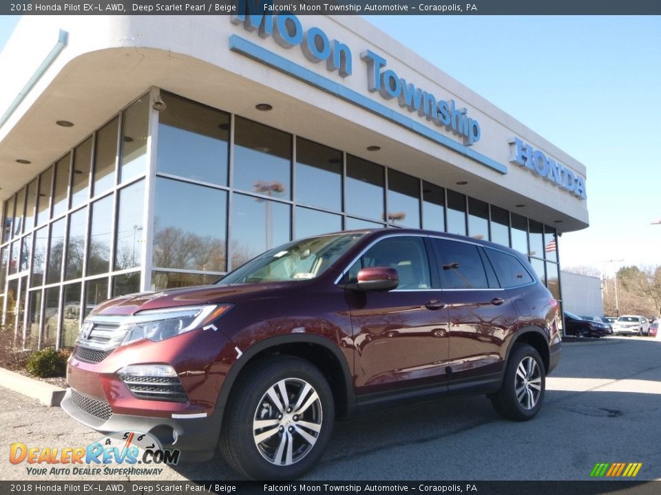 2018 Honda Pilot EX-L AWD Deep Scarlet Pearl / Beige Photo #1