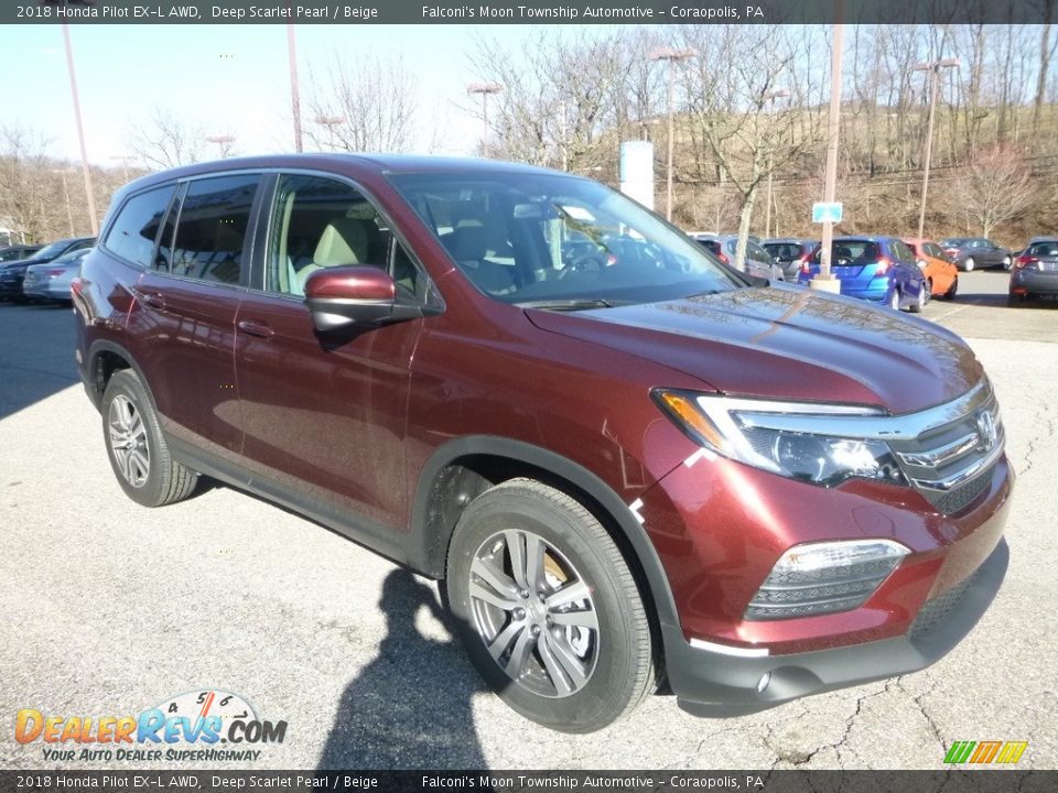 2018 Honda Pilot EX-L AWD Deep Scarlet Pearl / Beige Photo #5