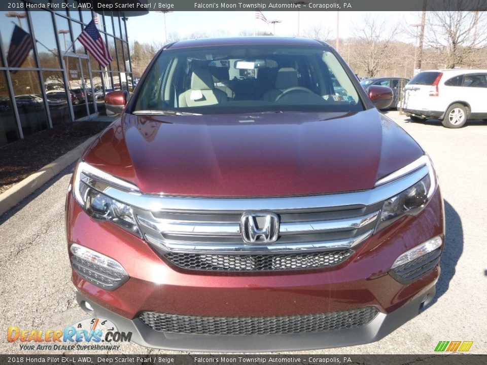 2018 Honda Pilot EX-L AWD Deep Scarlet Pearl / Beige Photo #6