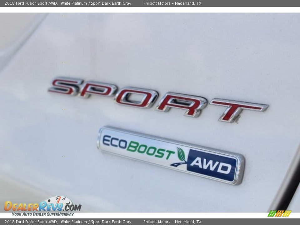 2018 Ford Fusion Sport AWD White Platinum / Sport Dark Earth Gray Photo #26