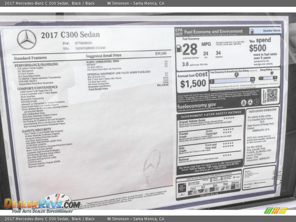 2017 Mercedes-Benz C 300 Sedan Black / Black Photo #11