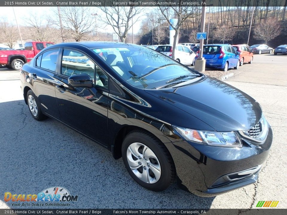 2015 Honda Civic LX Sedan Crystal Black Pearl / Beige Photo #7