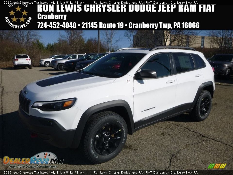 2019 Jeep Cherokee Trailhawk 4x4 Bright White / Black Photo #1