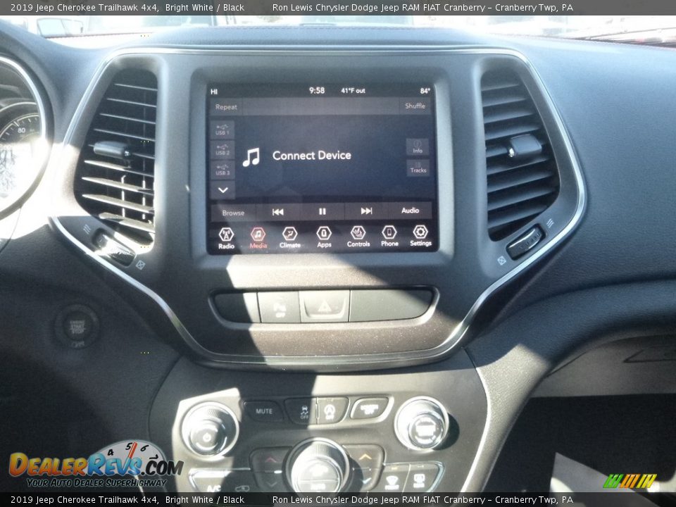 2019 Jeep Cherokee Trailhawk 4x4 Bright White / Black Photo #17