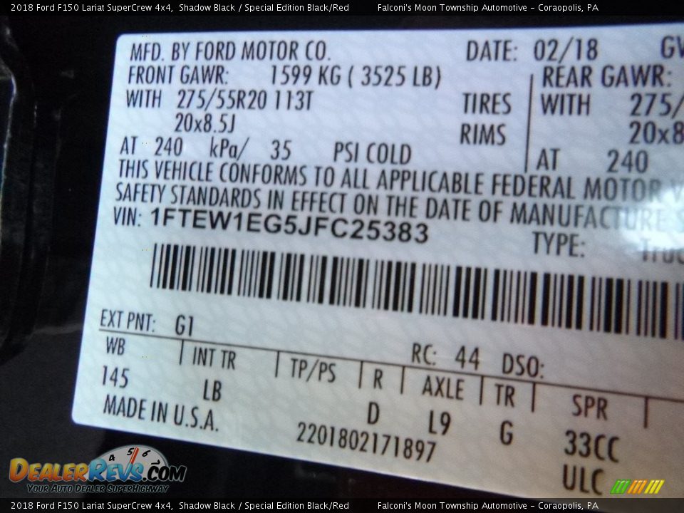 2018 Ford F150 Lariat SuperCrew 4x4 Shadow Black / Special Edition Black/Red Photo #10