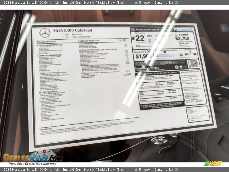 2018 Mercedes-Benz E 400 Convertible Emerald Green Metallic / Saddle Brown/Black Photo #11