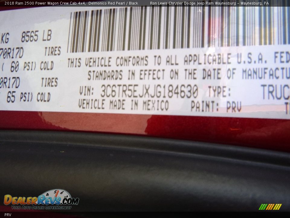 Ram Color Code PRV Delmonico Red Pearl